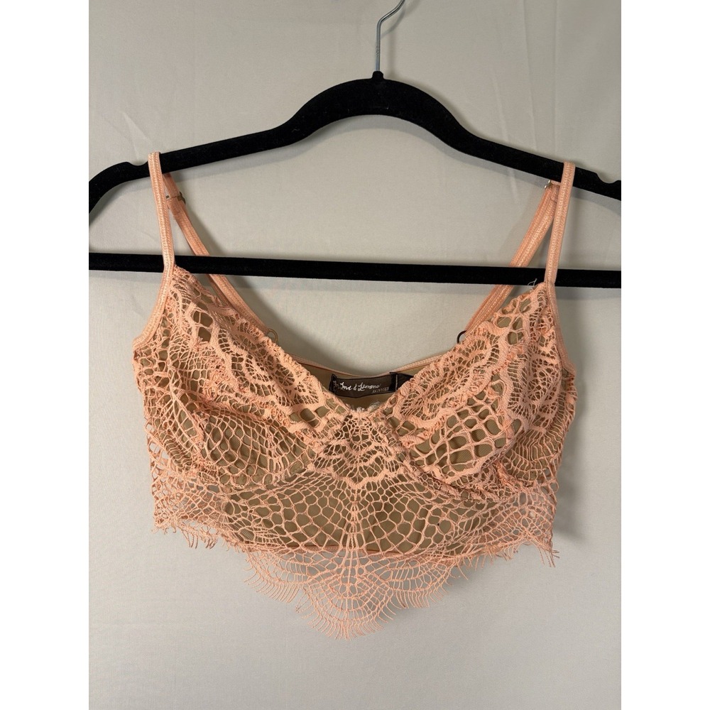 For Love and Lemons Medium Underwire Bralette Lace Coral Coquette Girl Festival